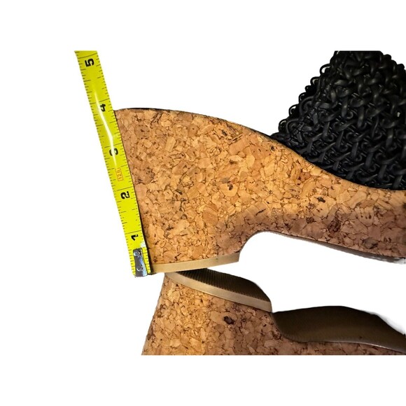 Chinese Laundry SZ 8.5 Women’s Black /Tan Platform Sandals Slip On Knitted Y2K - Picture 8 of 9